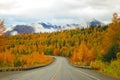 Alaska Mountain Range and Autumn Color on the Parks Highway Royalty Free Stock Photo