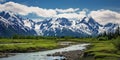 Alaska mountain range wilderness nature landscape snowy mountains wallpaper Royalty Free Stock Photo