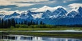 Alaska mountain range wilderness nature landscape snowy mountains wallpaper Royalty Free Stock Photo