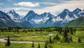 Alaska mountain range wilderness nature landscape snowy mountains wallpaper Royalty Free Stock Photo