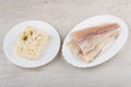 Alaska Pollock fillets, jelly with squid Royalty Free Stock Photo