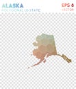 Alaska polygonal map, mosaic style us state.