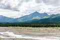 The Alaska Range High Above the Valley Gravel Flats Royalty Free Stock Photo