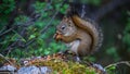 Alaska red squirrel eating a acorn in Denali park Royalty Free Stock Photo