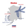 Alaska. Set of USA official state symbols