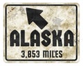 Alaska Sign Roadsign with miles fun north grunge
