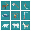 Alaska vector state symbols flat style america travel animal national geographic outdoor wildlife north arctic concept