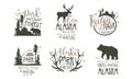 Alaska and Taiga National Park Labels Vector Set