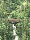 Alaska train over the waterfall Royalty Free Stock Photo