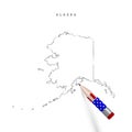Alaska US state vector map pencil sketch. Alaska outline map with pencil in american flag colors Royalty Free Stock Photo