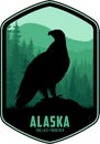 Alaska vector label with Bald eagle