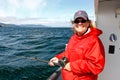 Alaska - Woman Halibut Fishing Royalty Free Stock Photo