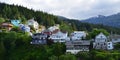 Alaskan Homes Overlooking the Water in Ketchikan Royalty Free Stock Photo