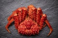 Alaskan King Crab Cooked steam or Boiled seafood on dark background / Red crab hokkaido Royalty Free Stock Photo