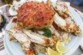 Alaskan King Crab legs on platter Royalty Free Stock Photo