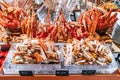 Alaskan King crab seafood on ice Royalty Free Stock Photo