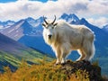 Ai Generated illustration Wildlife Concept of Alaskan Mountain goat Royalty Free Stock Photo