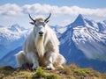 Ai Generated illustration Wildlife Concept of Alaskan Mountain goat Royalty Free Stock Photo