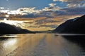 Alaskan sunset from cruise ship leaving Juneau Alaska
