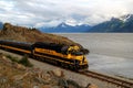 Alaskan train on the Turnagain Arm Royalty Free Stock Photo