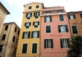 Alassio, Savona, Italy - September 2019: Colorful facades of famous resort Alassio province of Savona on the Italian Riviera in