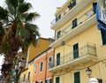 Alassio, Savona, Italy - September 2019: Colorful facades of famous resort Alassio province of Savona on the Italian Riviera in