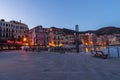 Alassio from the sea by night, Liguria, Italy