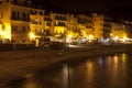 Alassio town at night, Riviera dei Fiori, Savona, Liguria, Italy