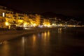 Alassio town at night, Riviera dei Fiori, Savona, Liguria, Italy