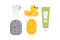 Bathroom Duck Toothpaste Foam Tissue Illustrations Vector