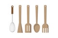 Kitchen Wooden Spatula Illustrations Vector Set