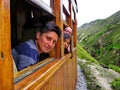 Passengers of Tourist train in Alausi, Ecuador