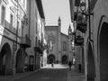 San Lorenzo Cathedral in Alba in black and white