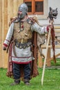 Dacian soldier in battle costume, Alba Iulia, Romania