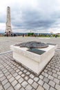 Symbolic bronze map of the city and granit obelisk at Alba Iuli