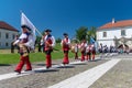 ALBA IULIA, ROMANIA - 11 AUGUST 2018: Changing of the Guard ceremony at the Citadel Alba-Carolina in Alba Iulia, Romania Royalty Free Stock Photo