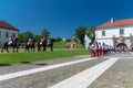 ALBA IULIA, ROMANIA - 11 AUGUST 2018: Changing of the Guard ceremony at the Citadel Alba-Carolina in Alba Iulia, Romania Royalty Free Stock Photo