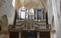 Alba-Iulia, Romania - 10.11.2020: A large organ with pipes inside a Catholic cathedral Royalty Free Stock Photo