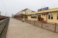 Cargo train passing on the 2nd line and Alba Iulia train station