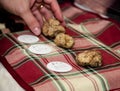 Alba white truffles at the Fiera del Tartufo