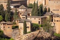 Albacin old town roofs top view from the Generalife gardens, Alhambra castle, Andalusia, Spain