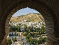 The Albaicin of Granada through a Moorish window Royalty Free Stock Photo