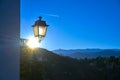 Albaicin sunrise streetlight in Granada Spain