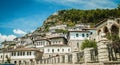 2016 Albania Berat - City of thousand windows, beautifull view of town on the hill between a lot of trees and blue sky Royalty Free Stock Photo