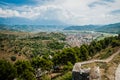 2016 Albania Berat - City of thousand windows, beautifull view of town on the hill between a lot of trees and blue sky Royalty Free Stock Photo