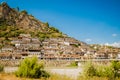 2016 Albania Berat - City of thousand windows, beautifull view of town on the hill between a lot of trees and blue sky Royalty Free Stock Photo