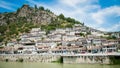 2016 Albania Berat - City of thousand windows, beautifull view of town on the hill between a lot of trees and blue sky Royalty Free Stock Photo