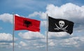 Pirate and Albania flags, country relationship concept Royalty Free Stock Photo