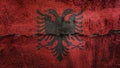 Albania flag on cracked wall. Earthquake or drought concept