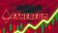 Albania Flag with Neon Light Effect Ethereum Coin Logo Radial Blur Effect Fabric 3D Illustration